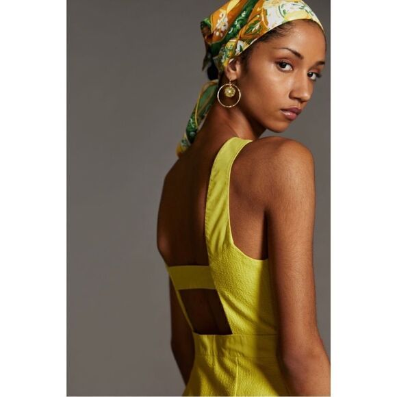 NEW Anthropologie Maeve Chartreuse Sleeveless Scoop-Neck Lined Mini Dress Size 6 - Picture 4 of 5
